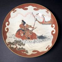 Meiji Period Kutani Charger with Nasu no Yoichi on Horseback 1.jpg