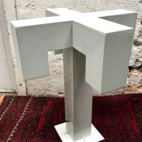 Mid Century White Metal Table Lamp Italian Modernist 12.jpg