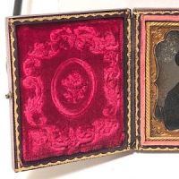 Ninth Plate Daguerreotype Hand Tinted Woman with Large White Lace Collar 1 (in lightbox)