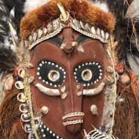 Papua New Guinea Mask Sepik Region with Feathers and Clay and Wood 3.jpg