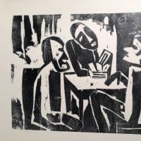 Robert M. Huth Woodcut Titled Tischgenossen Table Companions From Kundung Art Journal 1921 1.jpg