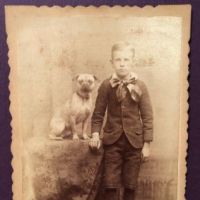 Schutte Baltimore Photographer Cabinet Card Young Boy with His Dog on Table 11.jpg (in lightbox)