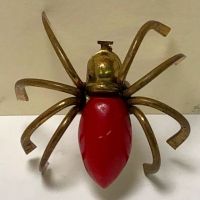 Vintage Large Red Bakelite Brass Spider Brooch Pin 1.jpg