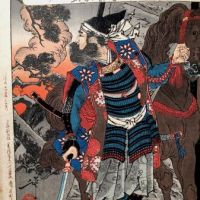 Yoshitoshi Kato Kiyomasa at the Fall of Fushimi Castle 1881 Woodblock 11.jpg