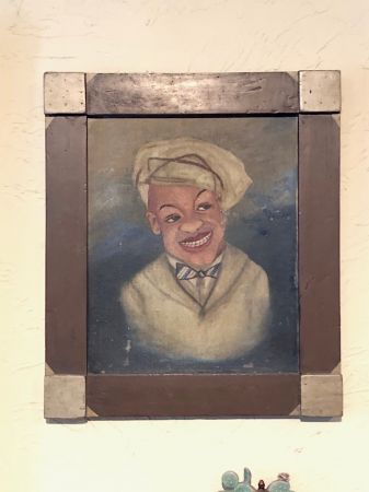 1920s Painting on Board Afrcian American Man with Beret Folk Art Frame 2.jpg