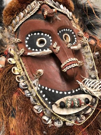 Papua New Guinea Mask Sepik Region with Feathers and Clay and Wood 4.jpg