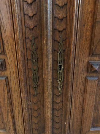 Renaissance Revival Oak 2 Door Cabinet 19th century 17.jpg