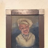 1920s Painting on Board Afrcian American Man with Beret Folk Art Frame 2.jpg