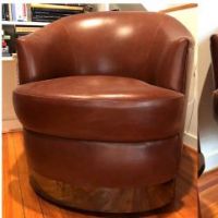 2 Vintage Mid Century Designed Karl Springer Leather Lounge Chairs Circa 1980s.jpg