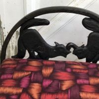 Art Deco Era Cast Iron Bench With Black Cats on Fence 21.jpg