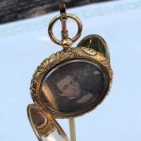 Double Portrait Locket with 2 Daguerreotypes Man and Woman Rose Gold Ornate Case 1.jpg