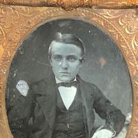 Quarter Plate Daguerreotype of Man Hand Tinted 4 (in lightbox)
