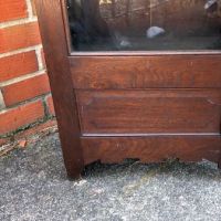 Victorian Walnut Glass Front Floor Cabinet Gothic Style 6.jpg