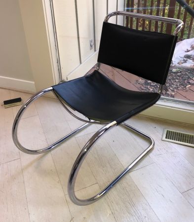 Vintage Mies van der Rohe MR Chair Armless with Leather Sling 1.jpg