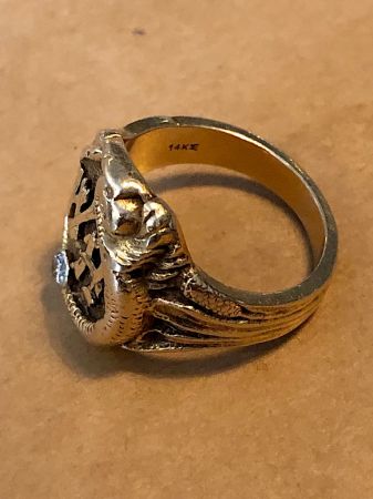 14k Gold Ring Dragon with Initials WH and Diamond 5.jpg