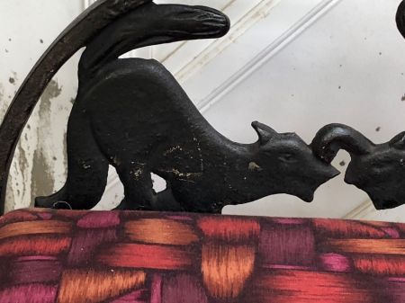 Art Deco Era Cast Iron Bench With Black Cats on Fence 22.jpg