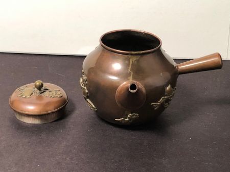 Meiji Era Mix Metal Japanese Tea Pot SIde Handle Kyusu 9.jpg