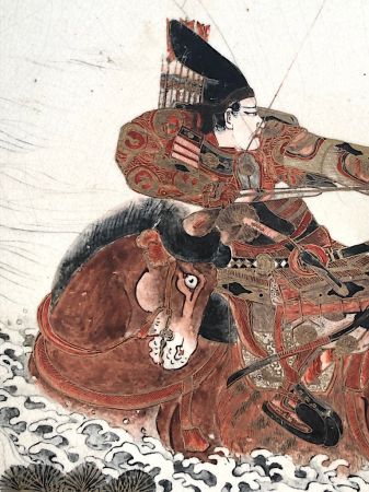 Meiji Period Kutani Charger with Nasu no Yoichi on Horseback 3.jpg