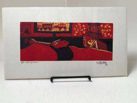 Naul Ojeda woodcut signed and numbered The Lovers 1976 10.jpg
