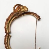 18k Gold Etruscan Revival Ram's Head Bracelet Earrings and Brooch Set 7.jpg