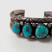 Antique Pawn Navajo Silver Cuff with Turquoise 2.jpg