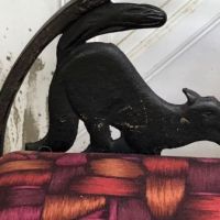 Art Deco Era Cast Iron Bench With Black Cats on Fence 22.jpg