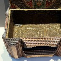 Boudoir Tramp Art Box with Hat Pin Cusion Top and Hiden Drawer 9.jpg