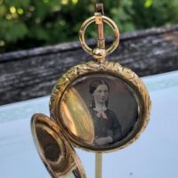 Double Portrait Locket with 2 Daguerreotypes Man and Woman Rose Gold Ornate Case 2.jpg