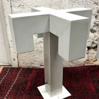 Mid Century White Metal Table Lamp Italian Modernist 1 (in lightbox)