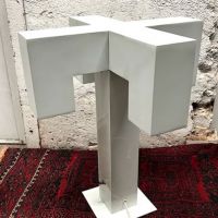 Mid Century White Metal Table Lamp Italian Modernist 1.jpg