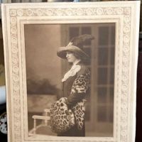 Photogravure of Woman with Leopard Coat and Large Hat with Black Ostrich Feather 1.jpg