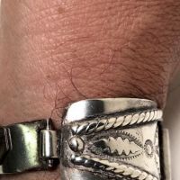 Pre WWII Silver Native American Silver Watch Band with Buckle Clasp 8.jpg