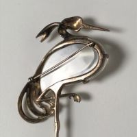 Trifari Alfred Philippe Heron Stork with Glass Belly and Rhinestone Pin Brooch 2.jpg