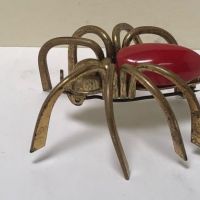 Vintage Large Red Bakelite Brass Spider Brooch Pin 3.jpg