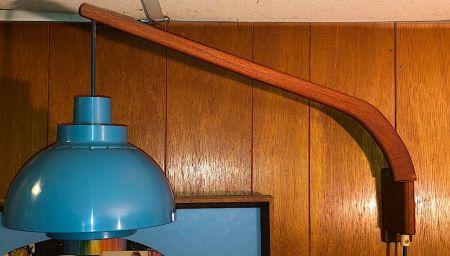 K. Kewo for NORDISK SOLAR Hanging Lamp with Teak Wall Mounted Arm 9.jpg