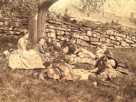 Large Cabinet Card of 3 Couples Having Picnic Beuatiful Clarity and Detail 10.jpg