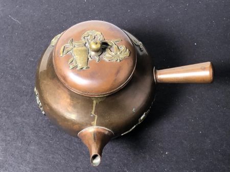 Meiji Era Mix Metal Japanese Tea Pot SIde Handle Kyusu 10.jpg