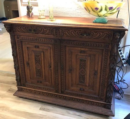 Renaissance Revival Oak 2 Door Cabinet 19th century 19.jpg