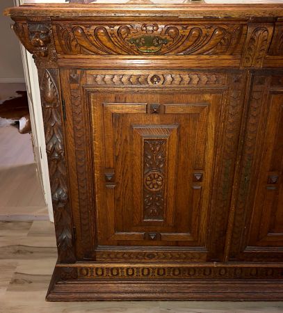 Renaissance Revival Oak 2 Door Cabinet 19th century 6.jpg