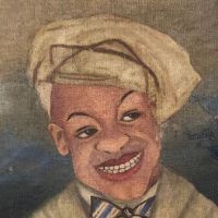 1920s Painting on Board Afrcian American Man with Beret Folk Art Frame 4.jpg