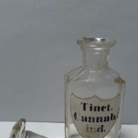 19th C. Apothecary Bottle with Original Stopper Tinct. Cannab. ind. Tinture of Cannabis 6.jpg (in lightbox)