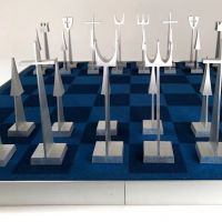 Austin Cox Enterprises Modernist Chess Set 1962 Aluminum Alcoa 13.jpg