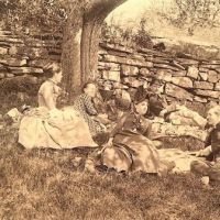 Large Cabinet Card of 3 Couples Having Picnic Beuatiful Clarity and Detail 10.jpg