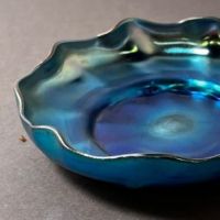 Louis Comfort Tiffany Blue Favrile Bowl LCT 1757 13 (in lightbox)