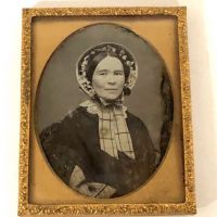 New England Daguerreotype Sixth Plate Woman with Bonnet 2 (in lightbox)