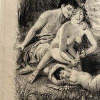 Paul Emile Becat Drypoint Etching Nude Couple Cutting Eros Wings 10.jpg (in lightbox)