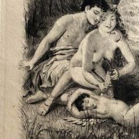 Paul Emile Becat Drypoint Etching Nude Couple Cutting Eros Wings 10.jpg