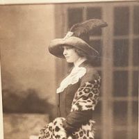 Photogravure of Woman with Leopard Coat and Large Hat with Black Ostrich Feather 2.jpg