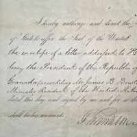 Signed Franklin Pierce appointment of James Bowlin to Republic of New Granada December 16th 1854 12.jpg