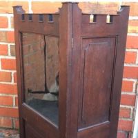 Victorian Walnut Glass Front Floor Cabinet Gothic Style 8.jpg